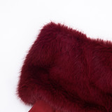 One Shoulder Fur Hollow Out Jumpsuit MXBF-Q25JP340