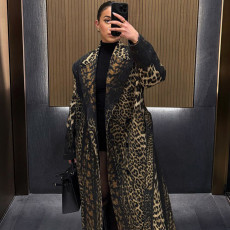 Leopard Print Belt Trench Coat XEF-K25C82416