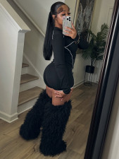 Zipper Long Sleeve Short Suit CH-25103