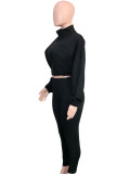 Solid Color Cardigan Two Piece Pants Set SH-391438