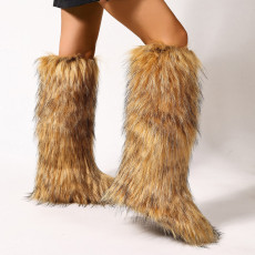 Winter Warm Flat-Heeled Over-the-Knee Furrzy Boots NGZR-xuezi-2025