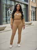 Solid Color Cardigan Two Piece Pants Set SH-391438