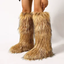 Winter Warm Flat-Heeled Over-the-Knee Furrzy Boots NGZR-xuezi-2025