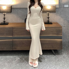 V Neck Skinny Maxi Dress GWEN-JMJD45077