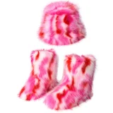 Colorful Fuzzy Fisherman's Hat + Warm Snow Boots NGZR-333