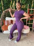 Short Sleeve Yoga Pants Suit YWXS-K25L1314