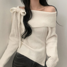 Christmas One Shoulder Tie Up Sweater GWEN-JMHC42522