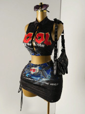 Tie Up Print Two Piece Skirts Set YWXS-K25L1033