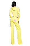 Print Hooded Coat Two Piece Pants Set YWXS-K25L1015