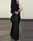 Tassel Sleeve Sequin Split Maxi Dress GXRF-QC088