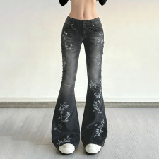 Vintage Floral Print Flare Jeans GWEN-JMHP43288