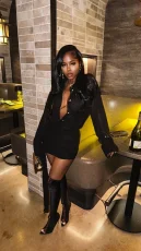 Tie Up Hollow Out Mini Dress YWXS-K25L1236