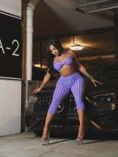 Stripe Comtrast Color Two Piece Pants Set YWXS-K25L1151