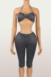 Polka Dot Print Sling Two Piece Pants Set YWXS-K25L1219