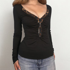 Sequin Patchwork Ruched Tops GWEN-JWJT45387