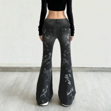 Vintage Floral Print Flare Jeans GWEN-JMHP43288