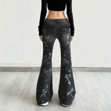 Vintage Floral Print Flare Jeans GWEN-JMHP43288