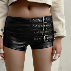 Metal Buckle Leather Shorts GWEN-JMJP45351