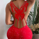 Backless Butterfly Cutout Mini Dress GXRF-QC109