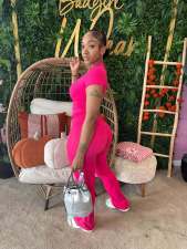 Short Sleeve Yoga Pants Suit YWXS-K25L1314