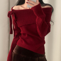 Christmas One Shoulder Tie Up Sweater GWEN-JMHC42522