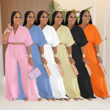 Solid Color Half Sleeve Pant Suit GTYZ-7589