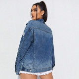 Long Sleeve Holes Denim Coat GDAM-218759