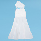 Solid Color Single Shoulder Maxi Dress GTYZ-7590