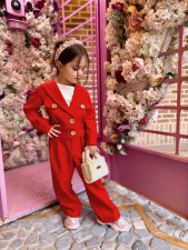 Kids Girls Solid Blazer Two Piece Pants Set GYAY-8139