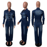 Long Sleeve Denim Jumpsuit LX-6071