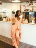 V Neck Irregular Two Piece Pants Set YS-2508