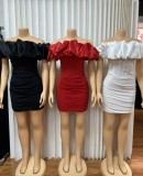 Off Shoulder Ruffles Mini Dress GMYU-9611