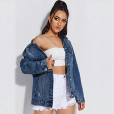 Long Sleeve Holes Denim Coat GDAM-218759