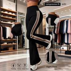 Plus Size Sport Stripe Micro Flare Pants YIM-442