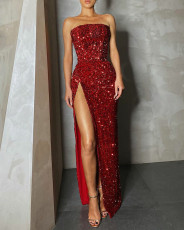 Sequin Split Tube Top Dress GXRF-QC020