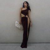 Single Shoulder High Split Maix Dress GXRF-QC025