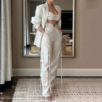 Loose Solid Color Blazer Pants Suit GXRF-QC105