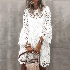 Lace Hollow Out Dress+Sling Dress 2 Piece Set GXRF-QC015