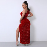 Sleeveless Sequin Maxi Dress GXRF-QC085