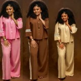 Embroidered Long-Sleeve Shirt Pants Suit GMYU-10107