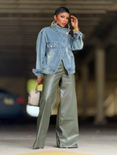 Stand Collar Denim Jackets GYLN-8755