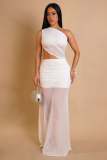 Solid Color Single Shoulder Maxi Dress GTYZ-7590