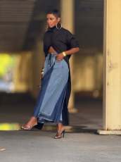 Contrast Color Loose Denim Jeans GYLN-8306