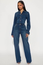 Long Sleeve Denim Jumpsuit LX-6071