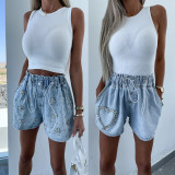Rhinestone Denim Shorts GXRF-QC110