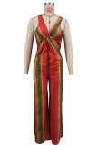 Deep V Neck Print Maxi Dress XHXF-472