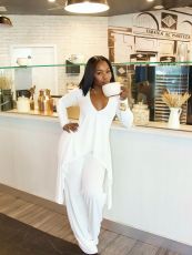 V Neck Irregular Two Piece Pants Set YS-2508