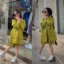 Kids Girls Caual Solid Color Short Suit GYAY-21213