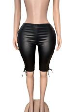 PU Leather Bandage Seventh Pants GFCF-1419