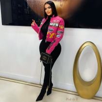 Print PU Leather Jacket YNSF-8011